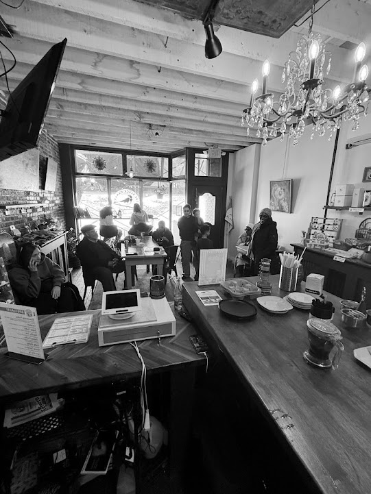 Espresso being prepared behind the bar